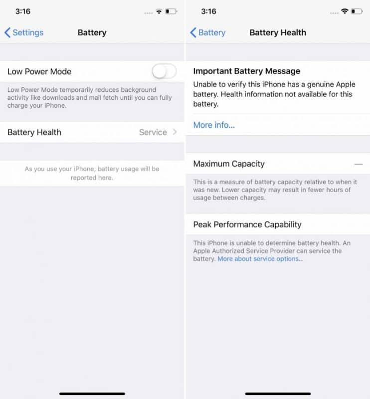 iphone battery service issue