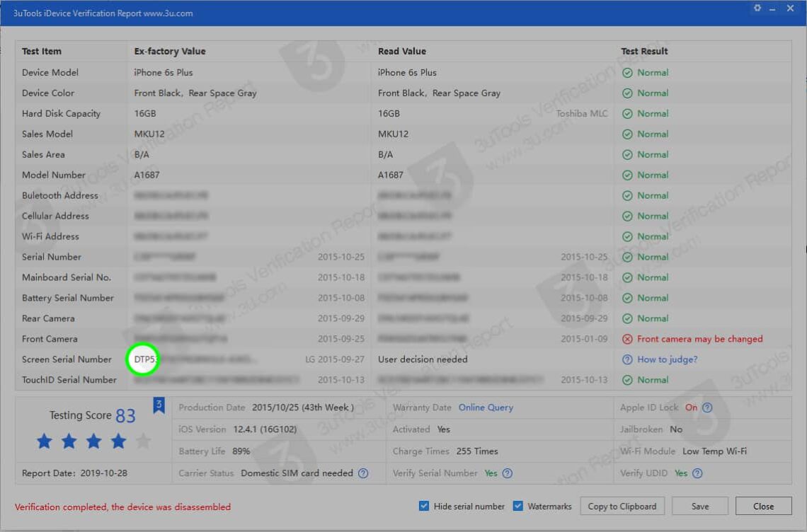 3Utools iPhone diagnostic tool screenshot